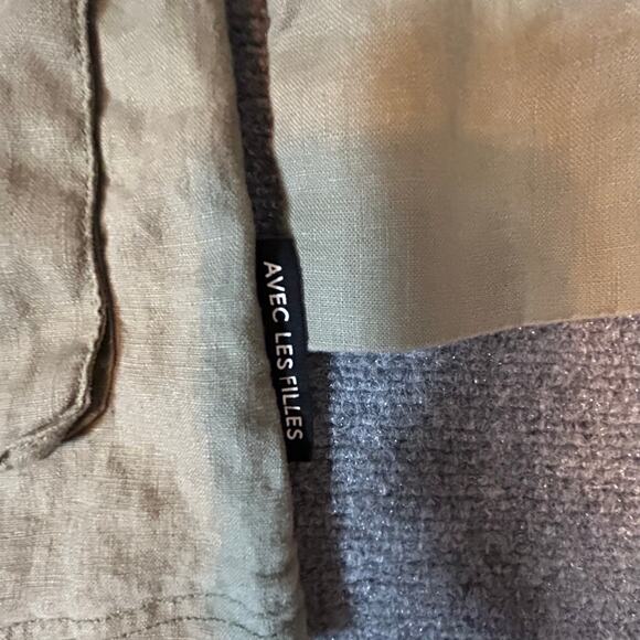 Avec Les Filles Military Army Style Linen Jacket Olive Green Women's Size S - Picture 3 of 9